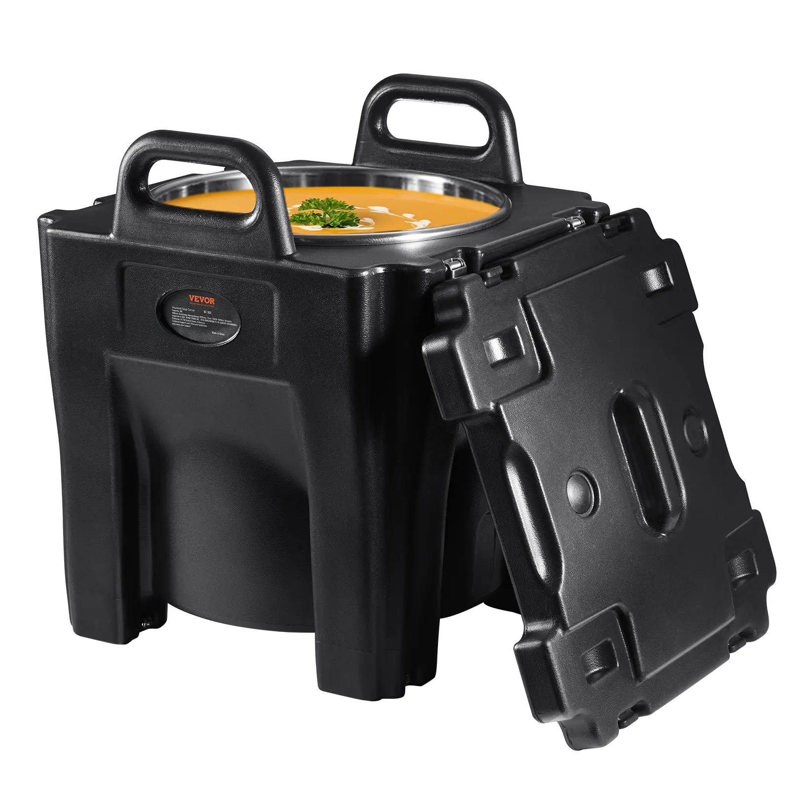 【summerfinds】VEVOR 32Qt Thermal Insulated Food Carrier, Stackable Catering Hot Box with Stainless Steel Barrel, Lid, LLDPE Top-Load Food Warmer, Integral Handles, Buckles & Stationary Base for Camping Picnics, Restaurants, Insulated Food Carriers