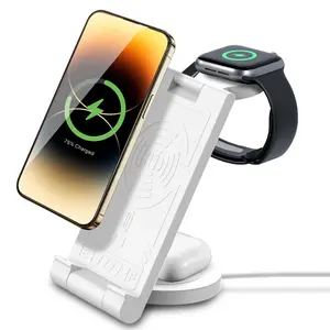 3 In 1 Wireless Charger, Multipuporse Fast ,phoneholder，phonestand， charging cable Charging Stand for iPhone 16 15, For iWatch SE Watch, For AirPods Pro For Samsung and Cell Phone 3 in Foldable Multidevice 3  in Magnetic Holder Smart Portable charger 4 1