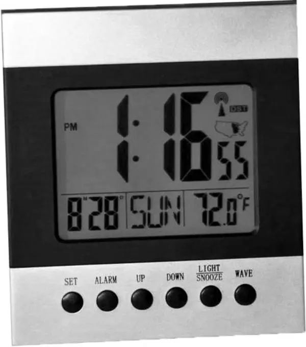 212 MAIN Atomic Digital Alarm Clock - 1.5 in. Numbers, Light-on-Demand, Front Buttons, Auto-Set Sync, Electronic Display Clock for Home Decor & Room Supplies, Digital Clock