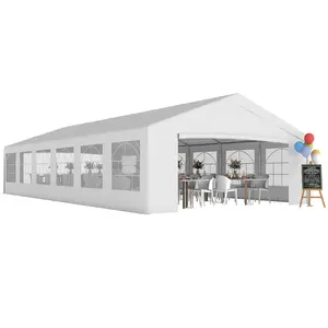 Outsunny 20 x 40 ft Heavy Duty Party Tent Outdoor Gazebo Wedding Tent Event Shelter Carport BBQ with Removable Sidewalls & Windows, Outside Waterproof Canopy for Parties, White