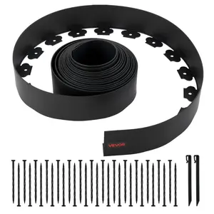 VEVOR Landscape Edging, 10 inch Depth 150 ft Total Length, Recycled HDPE Coiled Terrace Board, Flexible Bender Border for Landscaping, Lawn, Garden, Yard, Against Invading Weeds, BlackVEVOR Super Brand Day