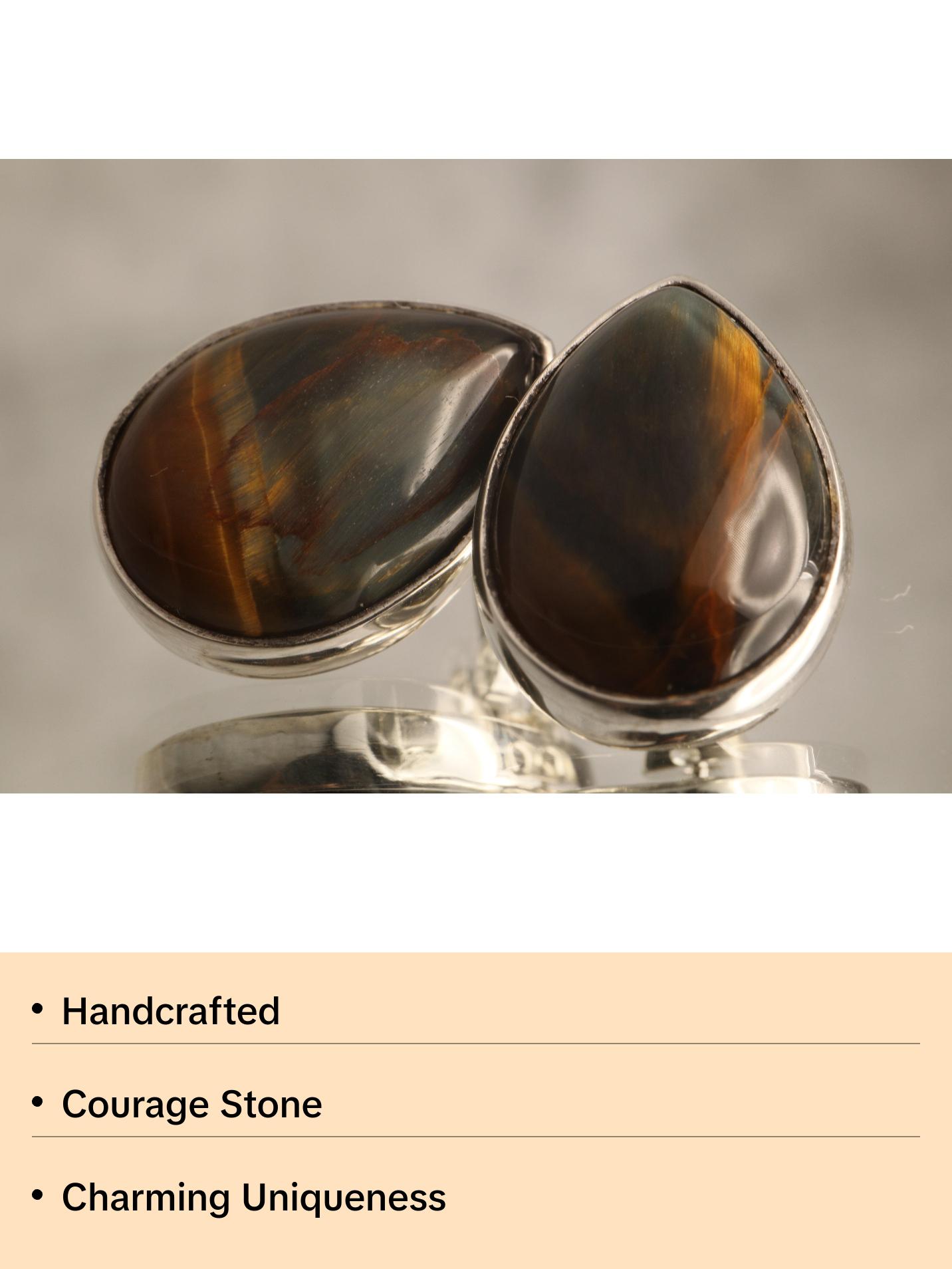 Guardian’s Gaze - Tiger's Eye 925 Silver Stud Earrings