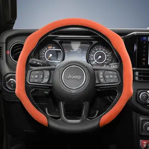 For Jeep Alcantara Leather Steering Wheel Cover Suede Quick-install Design All-season Anti-slip Sweat-absorbing For Grand Cherokee/Compass/Wrangler/Renegade/Avenger/Grand Wagoneer/Gladiator/Commander/Meridian/Cherokee/Wagoneer S Black Orange Red Pink
