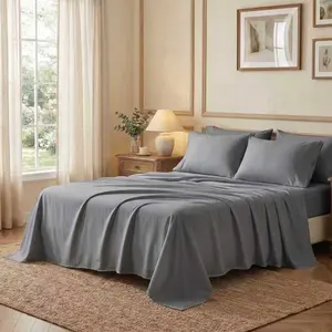 Luxury Solid Color 4-Piece Bedding Set Ultra Soft Microfiber Deep Pocket Breathable Year-Round King Size Sheet Set Machine Washable Comfortable for Daily Use beddingsheetset All sizes are optional