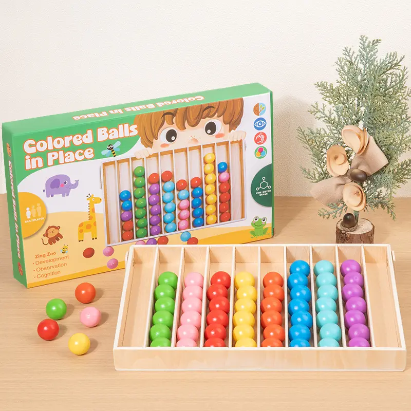 Wooden Color Sorting Game for Kids, Cognitive Skill Training Toy, Learning Materials, Learning Tool, Christmas Gift for Ages 3-6, Hand-Eye Coordination Development
