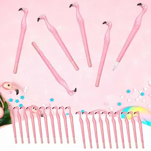 20 Packs Pink Flamingo Gel Pens, 0.5 mm Black Ink Novelty Plastic Rubber Ballpoint Pens Smooth Writing Perfect for Women, Teachers, Students & Flamingo Party Favors