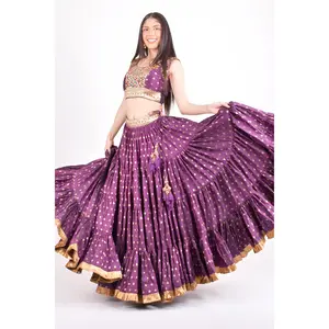 Wine Full Flare Chaniya choli with Hand Embroidered Blouse