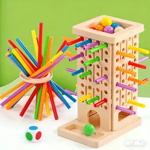 Logic Thinking Enhancement Game, Colorful Rods Inserted Into Holes or Circles, Dice Draw Corresponding Colors, Educational Toy, Shape Sorter, Ball