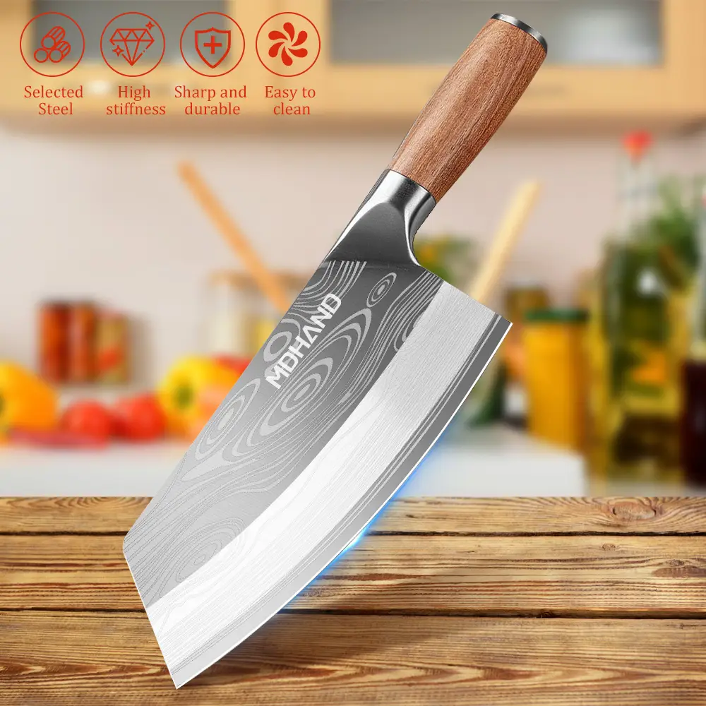 Kitchen Knife Stainless Steel Damascus Asian Chef Butcher Cleaver Chopping Meat,Meat Cleaver Superior Class Stainless for Kitchen Wood Blade