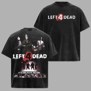 Left 4 Dead T-Shirt – Valve Zombie Game Tee, Retro Y2K Gaming Shirt, Summer streetwear, men's and women's fashion, printed t-shirts, Y2K style shirts, gifts for friends, fashion trends, Menswear, Top, Man, Tropical, Casual, Crewneck, Shortsleeve.