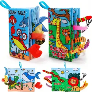Soft Baby Book, Infant Books, High Contrast Colorful Plush Toy, Portable Sensory Early Education, Tummy Time Toys for Infants, Travel Activity Book, Interactive Development Gift