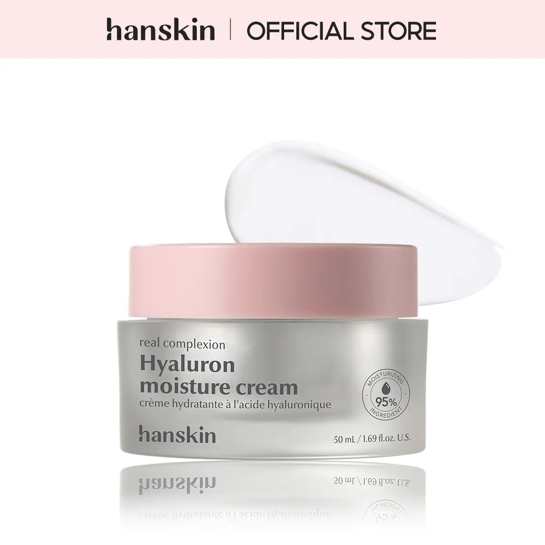 Hanskin Hyaluron Moisture Cream with Hyaluronic Acid & Niacinamide, Soothing Face Moisturizer for Dry, Normal and Sensitive Skin, 50ml