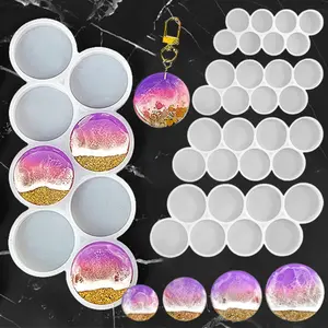 4Pack Versatile Round Silicone Mold for Keychains, Earrings & Pendants - Resin Crafting Mold for 32-Cavity Jewelry Tags & Pet Tags - Perfect Gift for DIY Enthusiasts & Creative Crafters (2/1.75/1.5/1.25inch) - Home Improvement.
