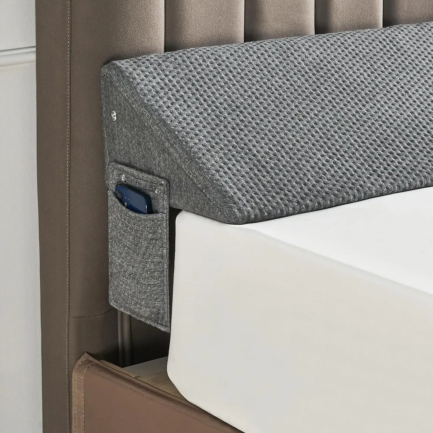 Gap Filler Bed Wedge Pillow for Headboard Gap, High-Density Memory Foam with Breathable Cover