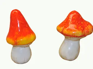 G & F 10042 MiniGardenn Fairy Garden Miniature Premium Collection Life Size Mushroom Statue (Set of 2), Orange