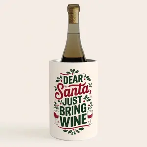 Society6 Just Bring Wine Wine Chiller by Cafelab, Festive Christmas Design for Wine Lovers, 7.5" x 4.7" x 7.2" Utensils