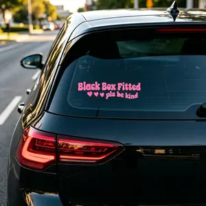 [2-Pack] Black Box Fitted Pls Be Kind Car Sticker, Cute Pink Vinyl Bumper Decal for New Drivers, Funny Heart Graphic Car Window Stickers, Waterproof & Removable Automotive External Accessories