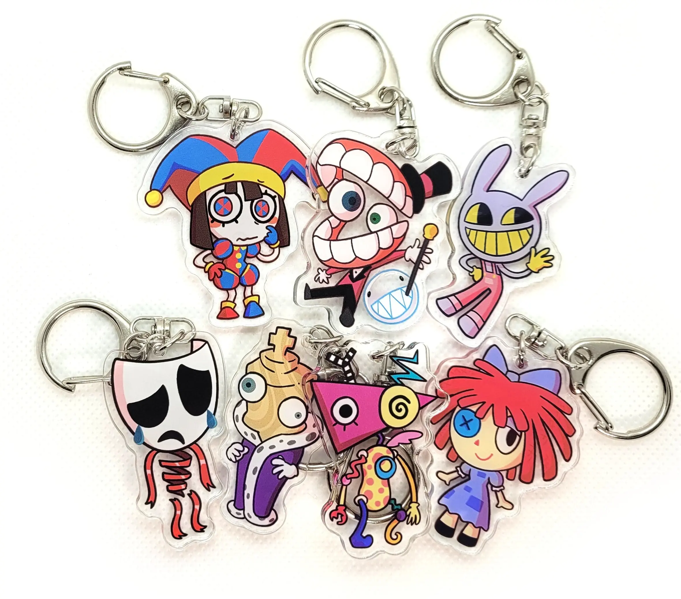 TADC Amazing Circus Digital Keychain, Pomni Caine Jax Kinger Zooble Ragatha Gangle Bubble Keychain, Gamer Charms, Kawaii Bag Accessory, Cool Collectible Gift for Fans, Aesthetic Merch for Players