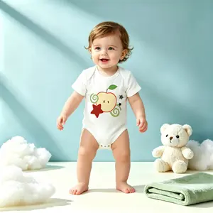 Baby boy romper pure cotton short sleeve fruit pattern print casual infant bodysuit