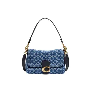 COACH Tabby 26 Woven Denim Crossbody Bag for Women, Medium Size, Light Blue