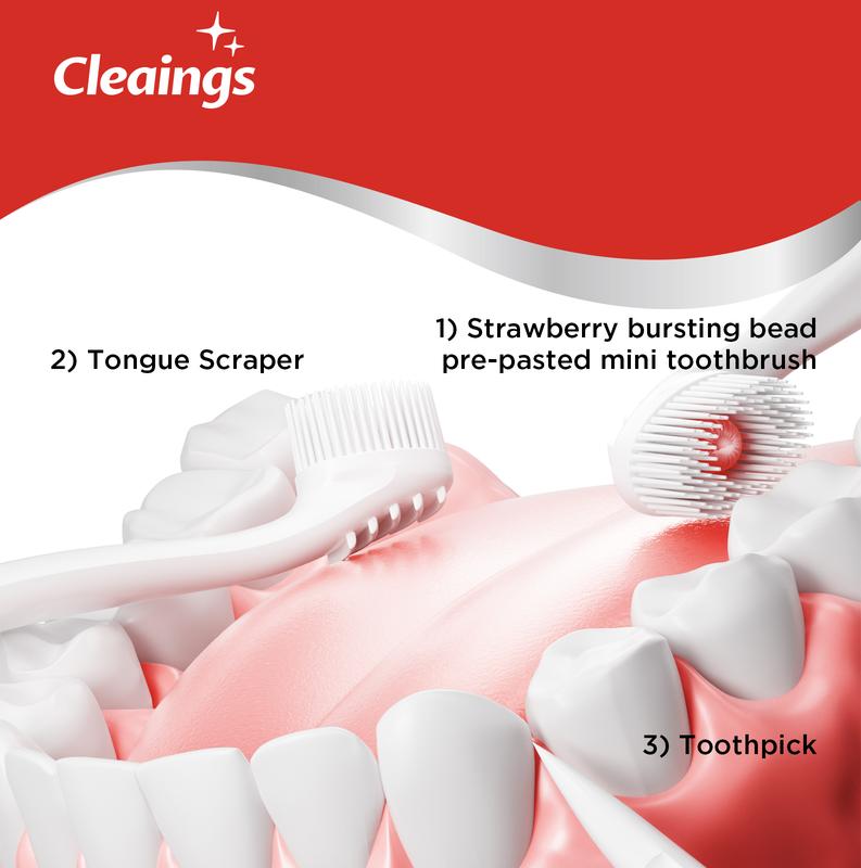 [Valentine's Day gift] Cleaings 4-in-1 Portable Mini Brushes Set with Toothpaste Toothbrush Toothpick & Tongue Scraper Mint Flavor 24Count Capsule Oral Care Solution Multi-Function