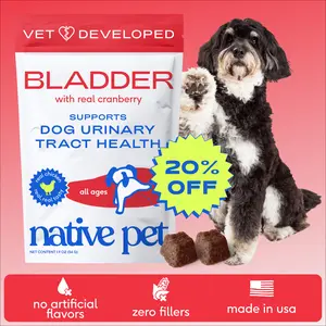 Native Pet Dog UTI Treatment - Cranberry Supplement for Dogs Bladder Control & Kidney Support - Prevent Urinary Tract Infection and Urinary Incontinence - Made with Real Cranberry Extract