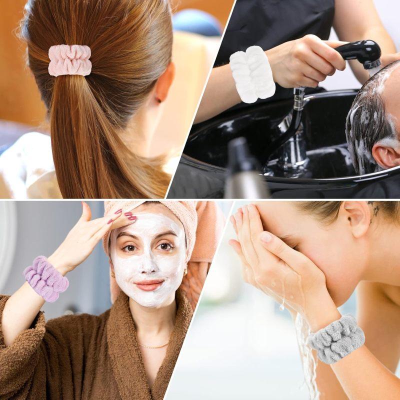 3-Pack Microfiber Wrist Wash Gloves for Washing Your Face – Absorbent spa wash gloves, soft terry cloth wristbands to keep water off your hands and arms