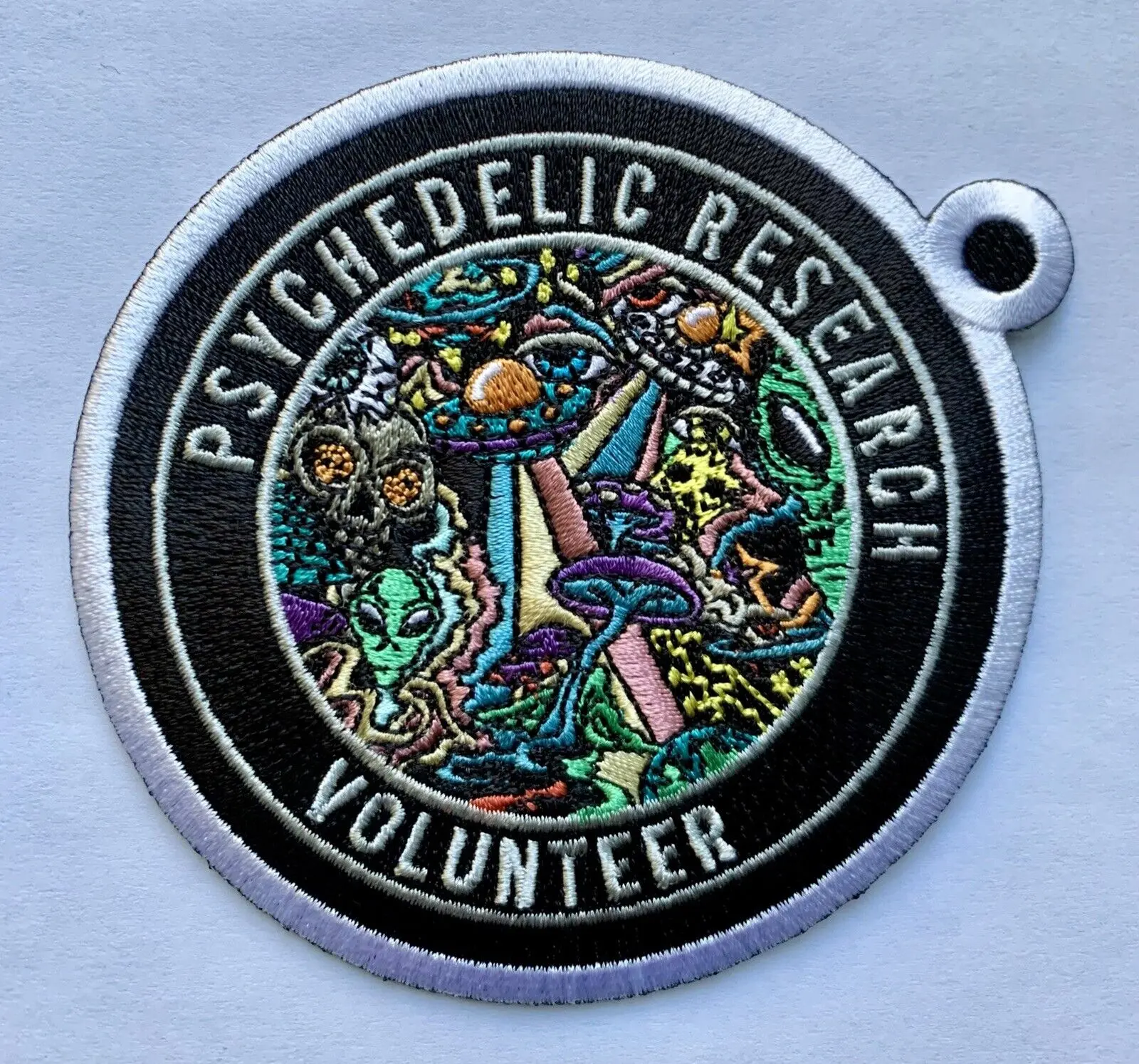 Psychedelic Researcher Volunteer Iron-On/Sew-On Patch Emo Punk 3.5 Embroidered
