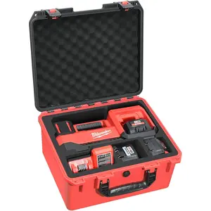 Air Compressor Waterproof Hard Case Compatible with Milwaukee M18 Inflator 2848-20, Air Pump Carrying Bag for Milwaukee Tools, Storage Holder for Battery Pack 18V 3.0 to 12.0 Ah - (Only Case)