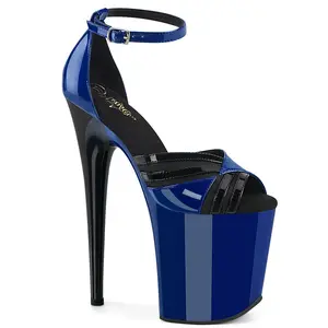 8 Inch Heel FLAMINGO-884 Royal Blue Black High Heels Sandal