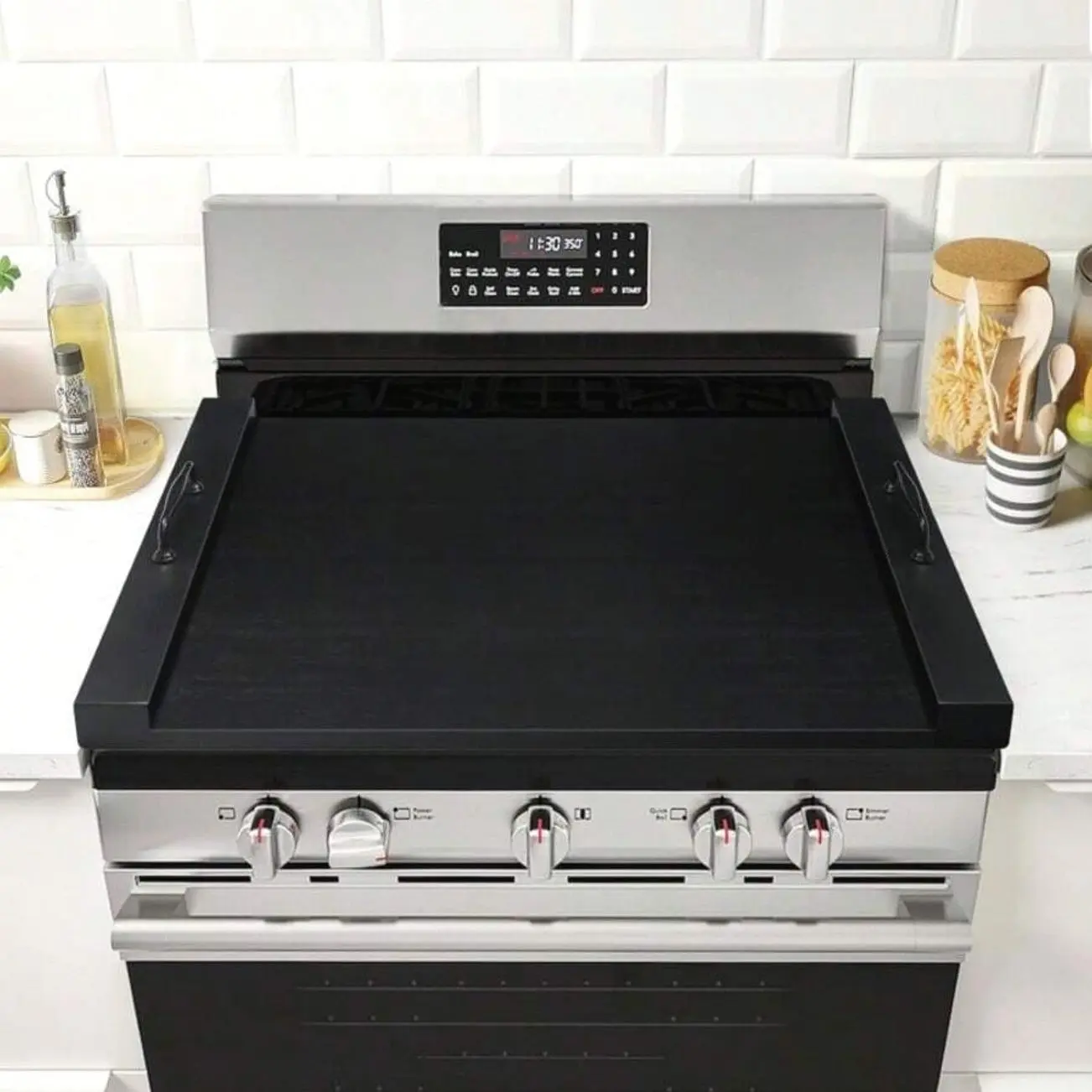 🍳 Rustic Wooden Stove Top Cover, Noodle Board With Handles For Electric And Gas Stoves, Adds Counter Space And Kitchen Decor.