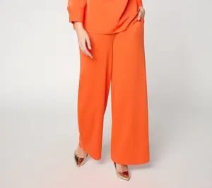 Carla Rockmore Collection Regular Pull-On Wide Leg Ponte Pants