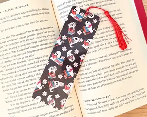 Halloween Ghosts Reading Books Laminated Bookmark
