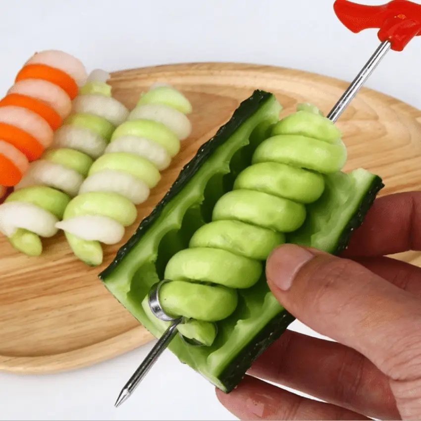 2025 HOT [1count Stainless Steel Spiral Slicer] 1count Stainless Steel Spiral Vegetable Slicer - Manual Cutter for Potatoes, Carrots, Cucumbers - Ideal for Salad Prep & Camping Meals, Salad Preparation Tool | Festive Food Prep | Stainless Steel Cutter