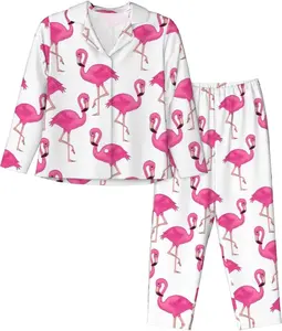 Women's Satin Pink Flamingo Pattern Print Pajama Set Ladies Loungewear  Sleepwear Set for Women, Perfect Gift for Her, Gift for Mother