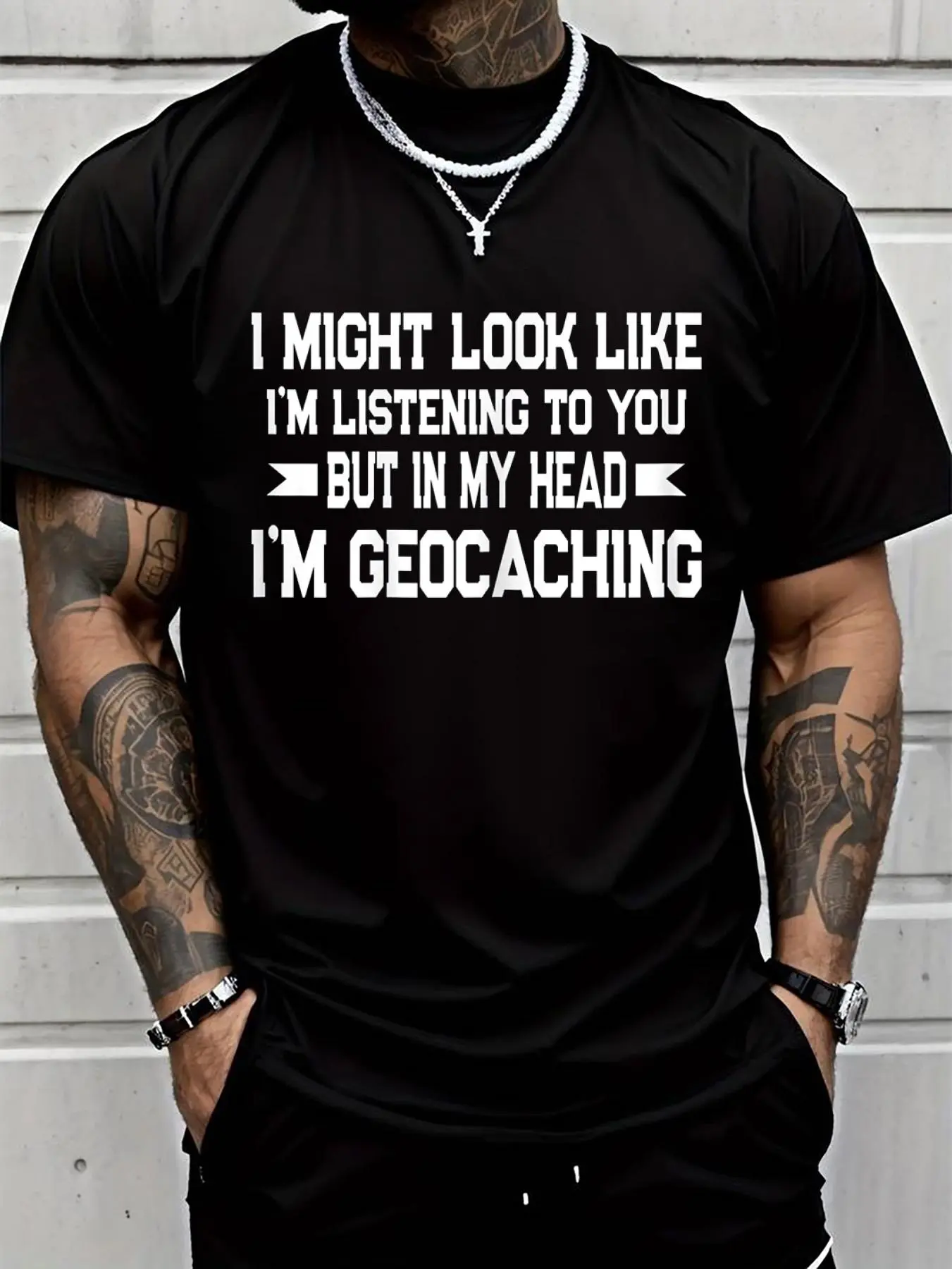100% cotton Funny Rock Geocaching Quote Geocache Treasure Hunters Gift T-Shirt Men Graphic T-Shirt Cotton Print short Sleeve Casual Top, Summer Tee Mens Tops