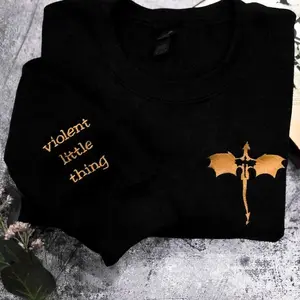 EMBROIDERED Violent Little Thing Sweatshirt - Unisex Shirt - Fourth Wing - Basgiath War College - Dark Academia, Xaden Riorson Sweater, Iron Flame Tee