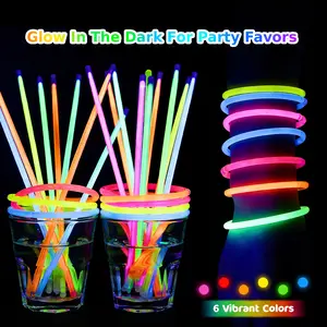 100Pcs 7" Glow sticks Bulk Party Favors Pack, Neon Glow in the Dark Party Supplies, Light Up Necklaces and Bracelets with Connectors, Easter, Football, Birthday Decorations