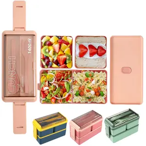 MIUVA Bento Box for Adults 49oz Leakproof Eco-Friendly Stackable Lunch Box with Lid Perfect for Dining Out Work Picnics School Ideal for Fruit Meal Prep 1400ml 3-in-1 Compartment PP Plastic Container Value Pack Valentine's Day gift Christmas Gift