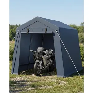 Heavy Duty 7x10 Ft Portable Outdoor Carport Storage Shelter, Waterproof UV Resistant Garage Tent with 2 Roll-Up Zipper Doors & Vents, All-Weather Storage for Motorcycle Bike Tools