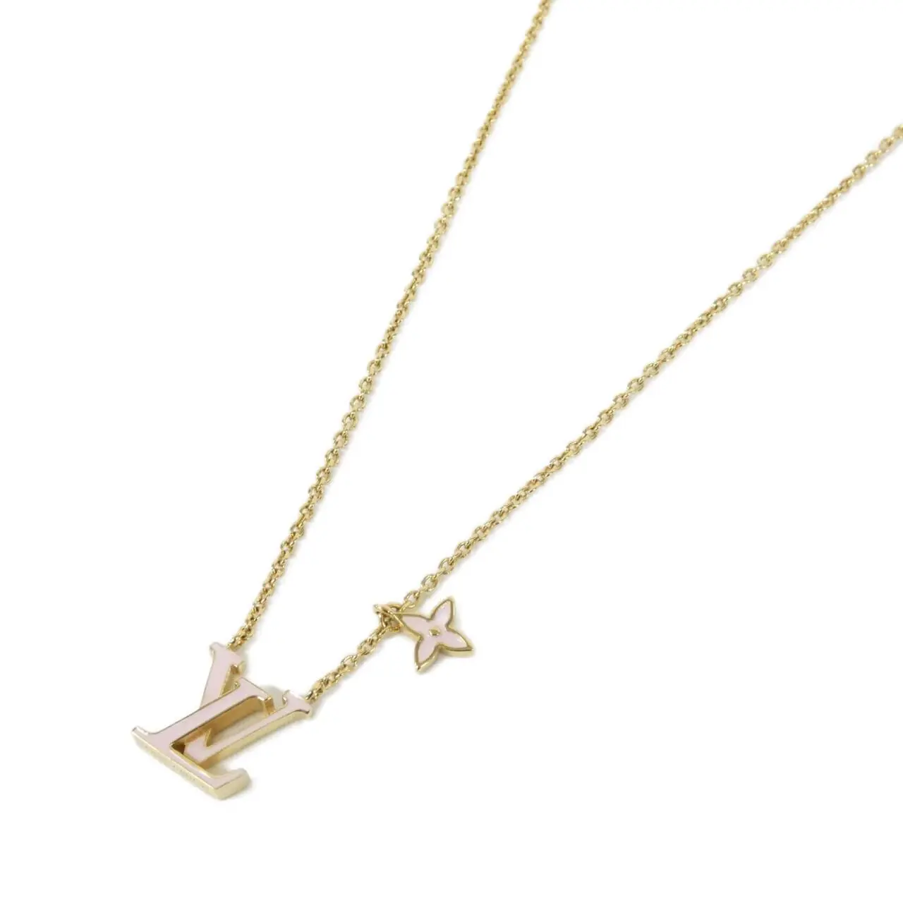 Pre-owned Louis Vuitton Gold-plated Small Leather Goods LV Iconic Enamel Necklace