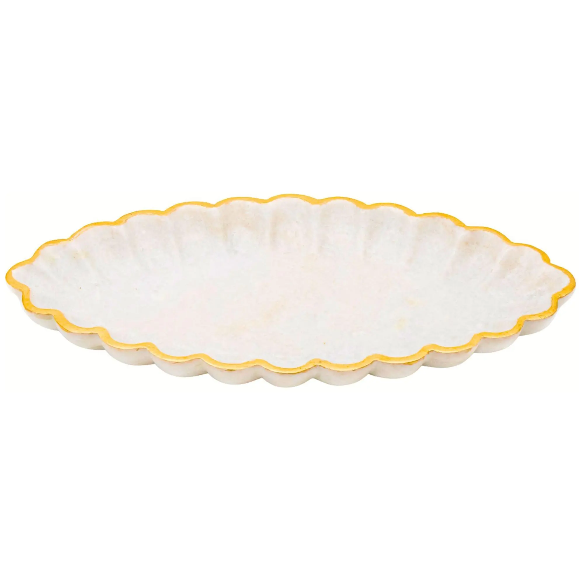 Godinger 12x6.5" Oval Scalloped Marble Tray