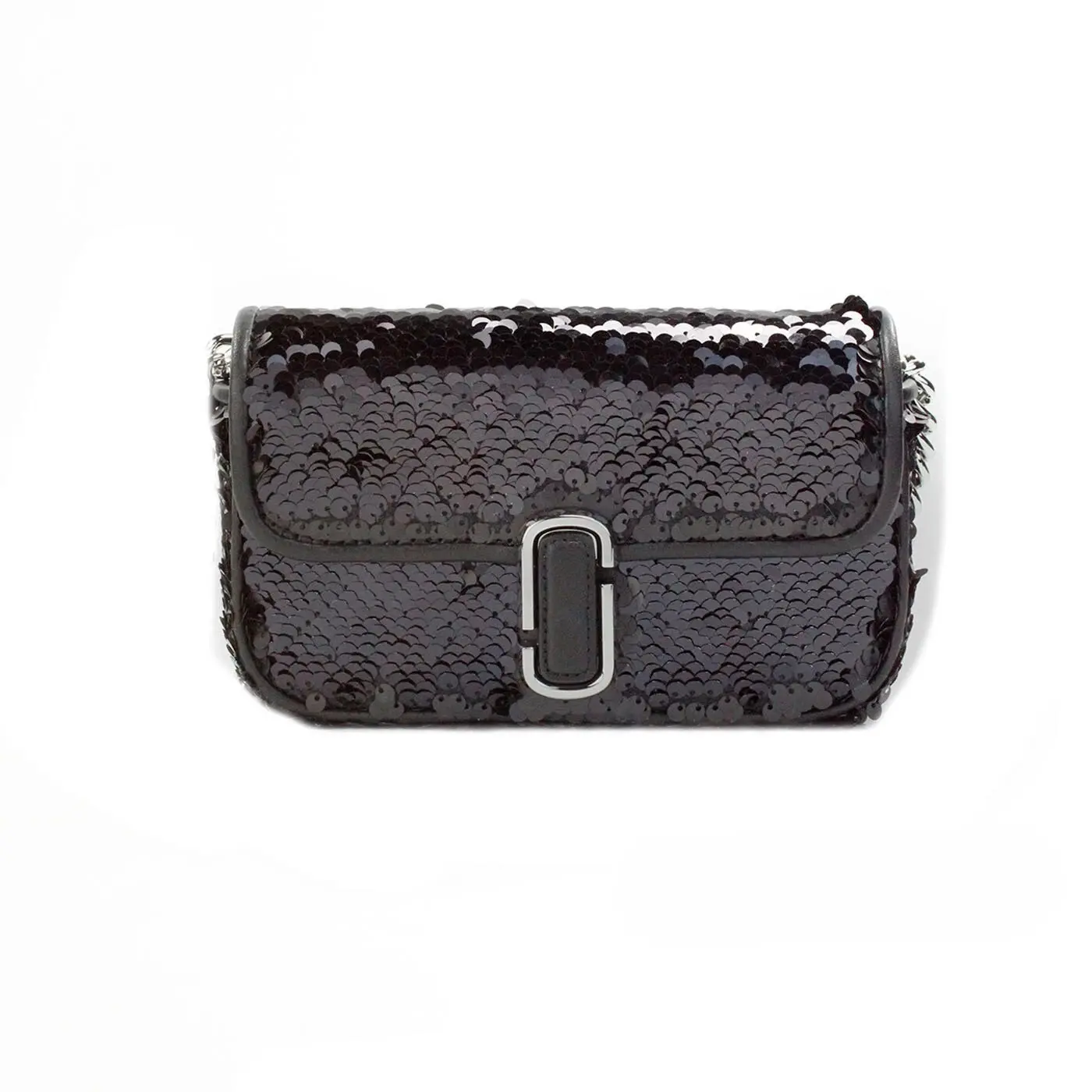 Pre-owned MARC JACOBS Leather Crossbody bags The Mini J Marc Shoulder Women's Black Sequined Crossbody Women's Bag