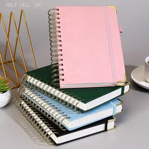 A5 Spiral Notebook, 300 Pages, 100gsm Thick Paper, Ink-Resistant, Hard Leather Cover, Ideal for Work and Study, 5.7x8.4 Inches