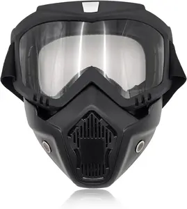 Motorcycle Goggles, Windproof Dirt Bike Helmet Riding Goggles with Removable Face Mask, Motorcycle Accessories,Tactical Full Face Mask Ski Mask Goggles Detachable,Airsoft Mask Full Face, Paintball Mask