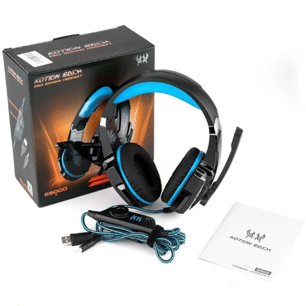Over-Ear Gaming Headset 3.5mm Game Headphone Earphone with Microphone LED Light for Laptop Tablet Mobile Phones for PS4 G9000