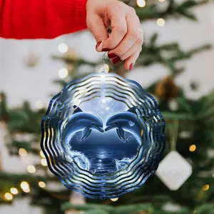 3D Metal Dolphin Wind Chime, Wind Spinner, Garden Decoration, Suitable for Indoor/Outdoor, Garden, Patio, Perfect Thanksgiving Decor