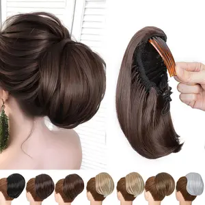 Elegant Clip In Hair Bun Extensions for Women - 12" Short Drawstring Ponytail Bun Hairpiece - Versatile Synthetic Hairpiece - Easy Attach Updo Chignon