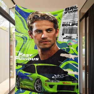 Paul Walker Movie Theme Flannel Blanket, Lightweight & Soft, Suitable for Living Room Office Bedroom Outdoor Travel Gift Idea, Soft Blankets