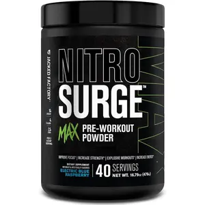 Pre Workout Powder Electric Blue Raspberry Flavor with Nootropic Ingredients Supports Intense Focus Energy Endurance and Muscle Pumps 40 Servings